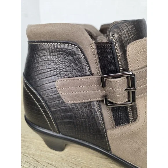 Orthofeet Bioheel Emma Ankle Boots Brown Taupe Leather Buckle Heel Size 9 X-wide - Picture 10 of 16